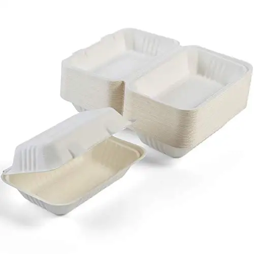 9* 6* Inches Takeaway Disposable Recycled Food and Salad Container Sugarcane Bagasse Shape Square/with or With Lid