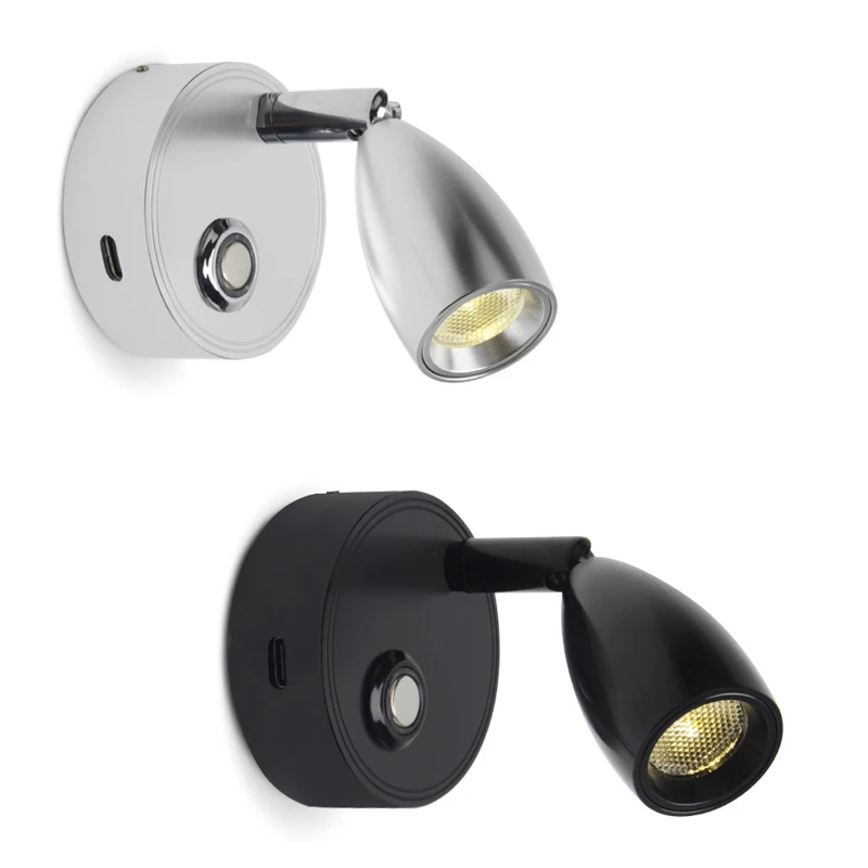 3W 12V LED Reading Light RV Lamp Spotlights Surface Mounted Guest Room Bedroom Bedside Led Wall for Boat Caravan