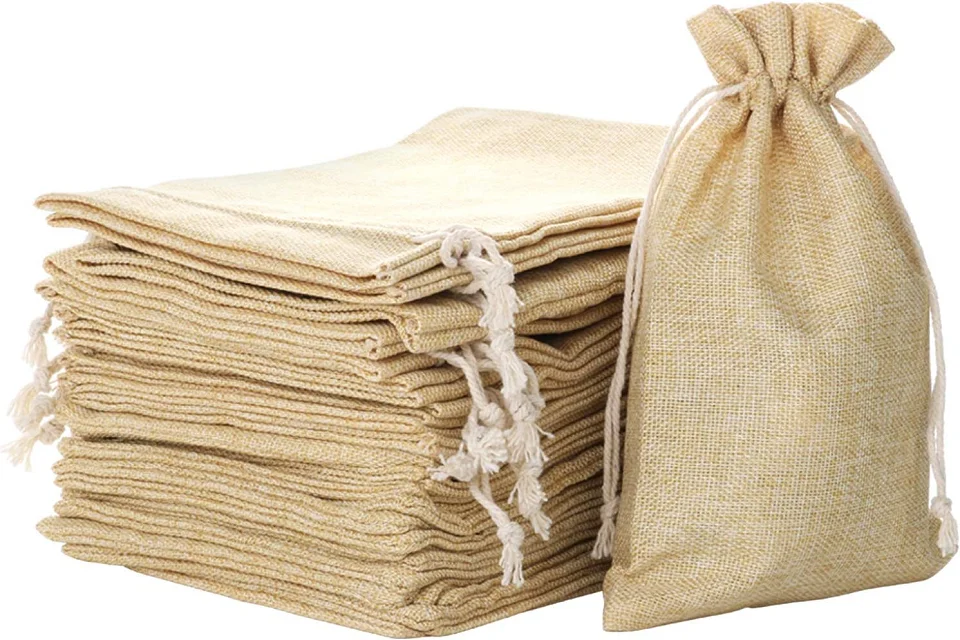 jute drawstring bag drawstring closure easy to open and close durable recyclable ecofriendly natural bag with customized logo