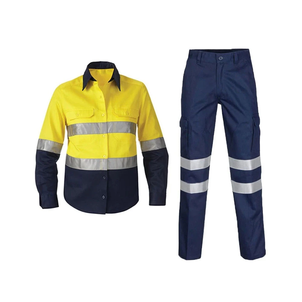 Cheap Industrial Workwear Uniforms Men 190gsm 100% Cotton Working Work Wear Hi Vis Working Uniform