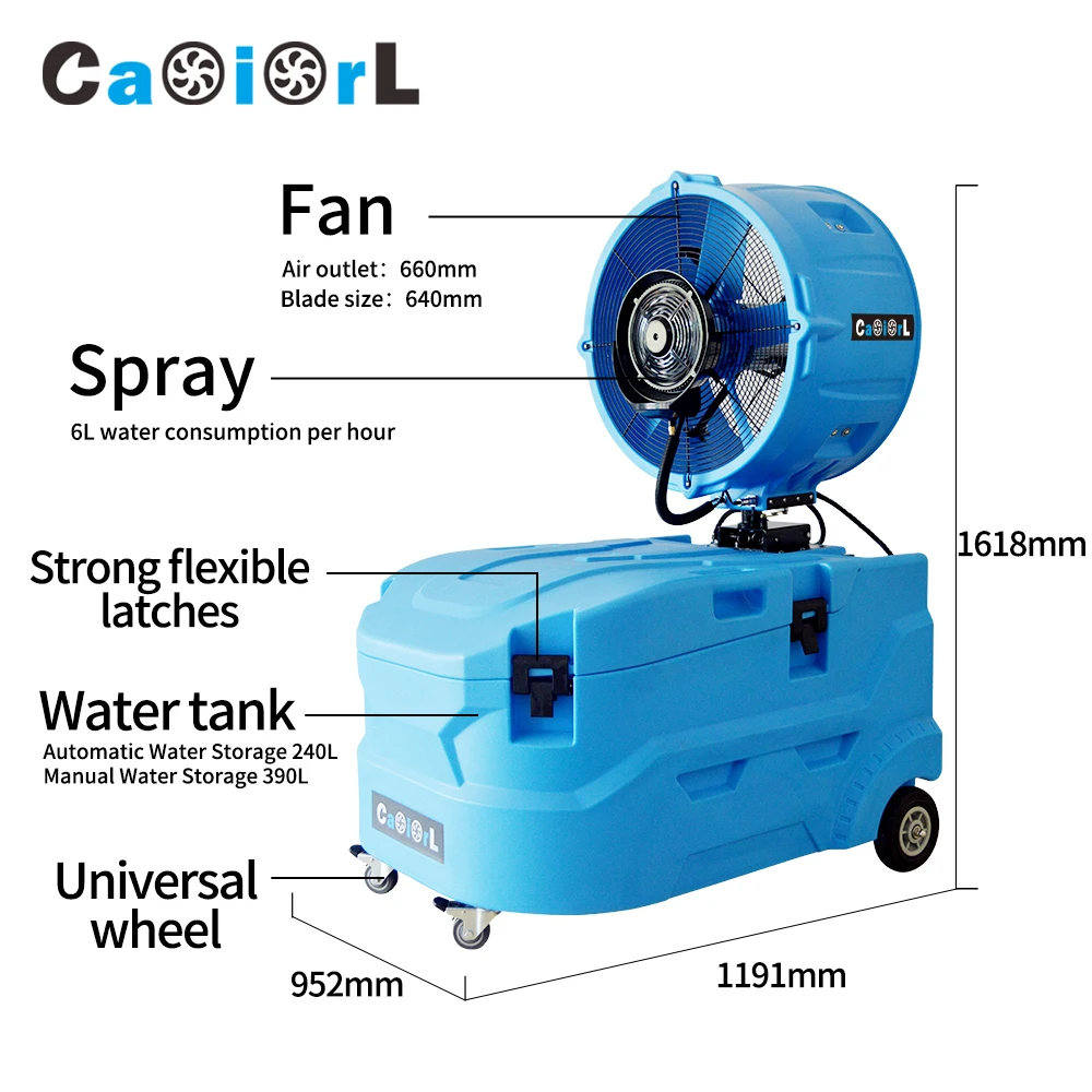 103 Gallon High Velocity Industrial Water Mist Fan Portable Evaporative Misting Coolers Oscillating Evaporative Cooling Fan