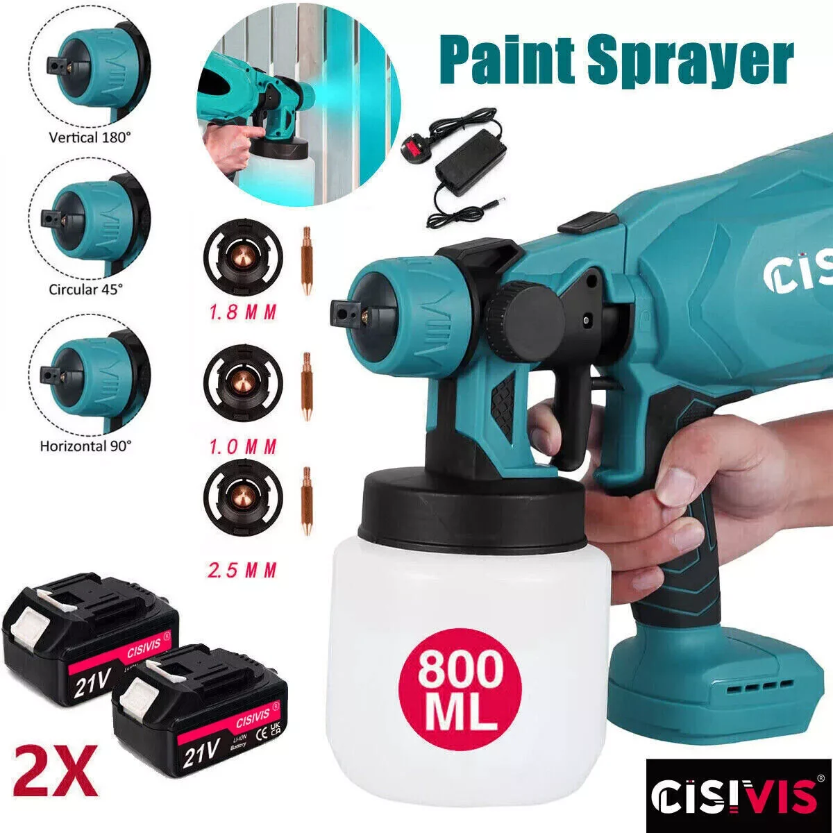 21v Electric Cordless High Pressure Hvlp Spray Gun With Battery And Charger Electric Paint Power Sprayer Gun For Home Interior