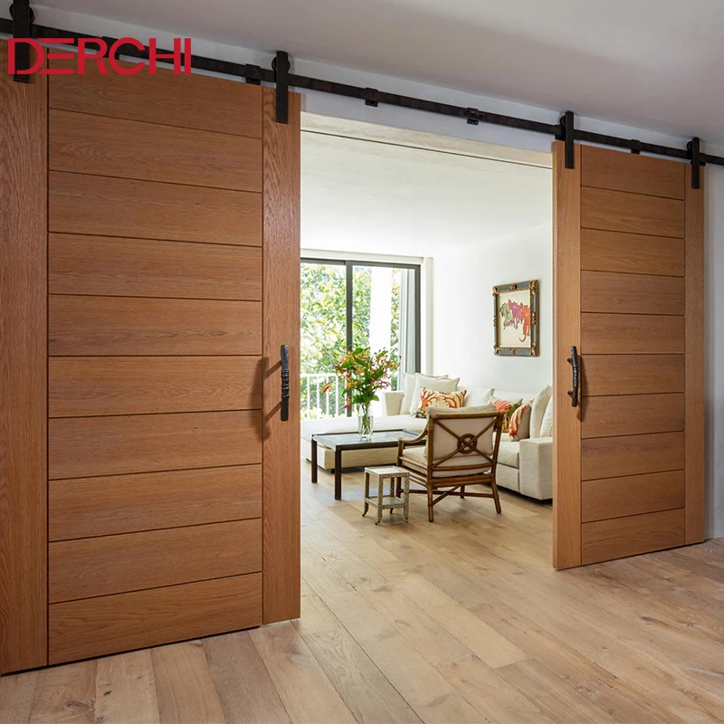 Professional sliding barn doors with small grids design french entry barn doors