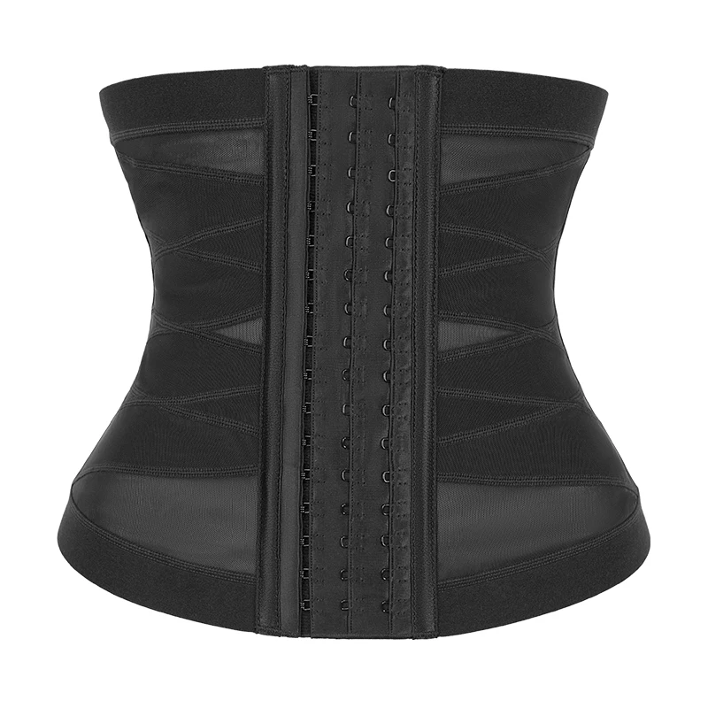Nanbin Wholesale Mesh Black Steel Bone Tummy Wrap Bustier Corset Top Lingerie Bodysuit Waist Support Trainer For Women
