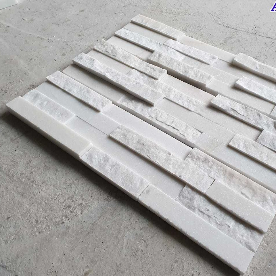 Pure White Marble Wall Panel 6 Lines For Interior And Exterior Design
