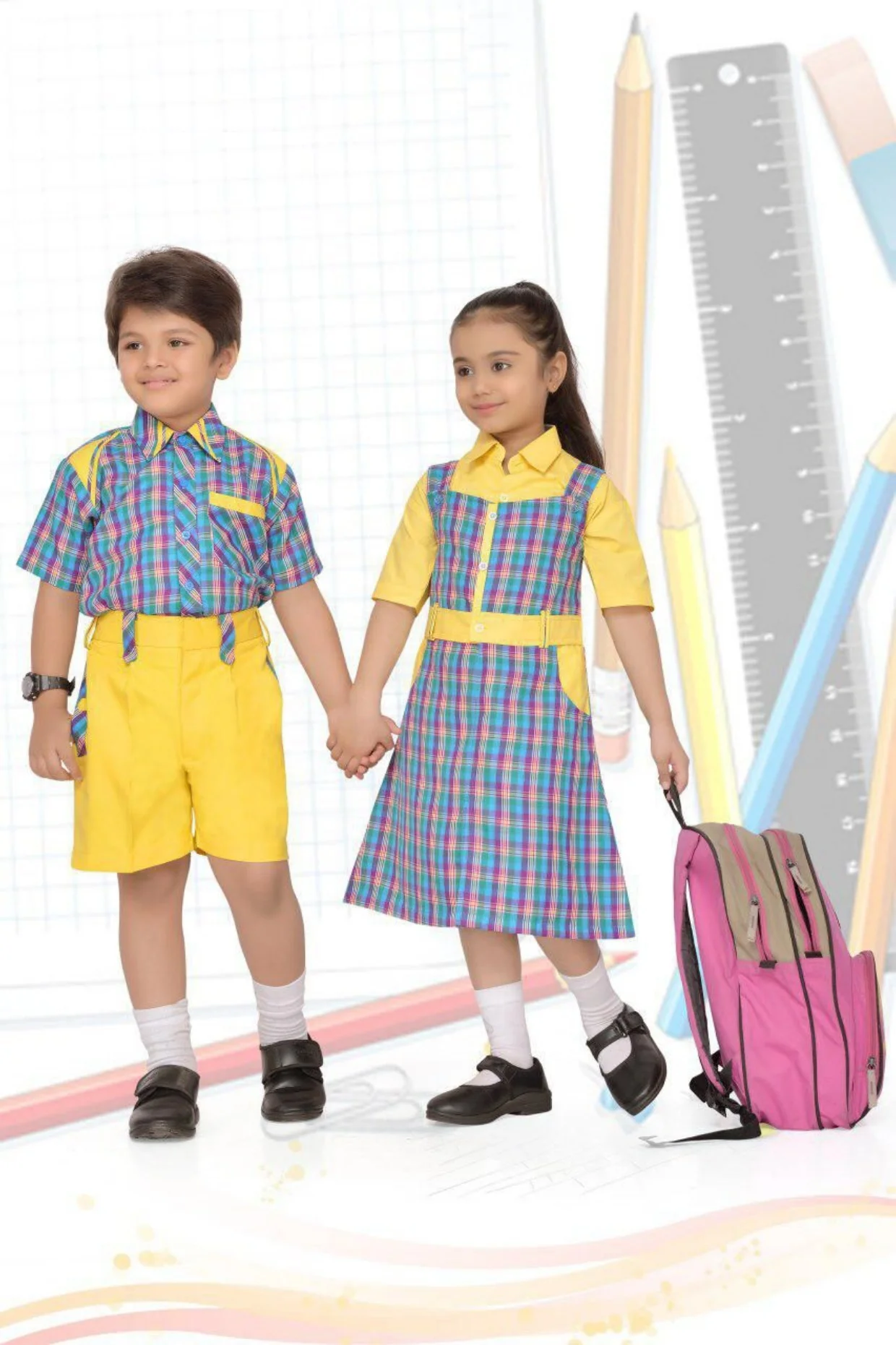 OEM School Dresses Students Wear School Uniform Designs Boys and Girls Primary School Uniform Set