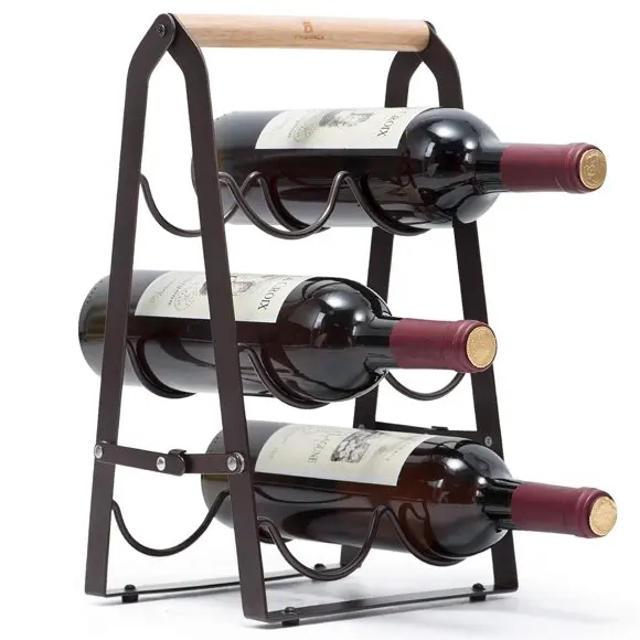 New Top Selling Design Handcrafted Iron Metal Wine Rack Storage Holder Bar Display Stand Decorative 9 Wine Bottles