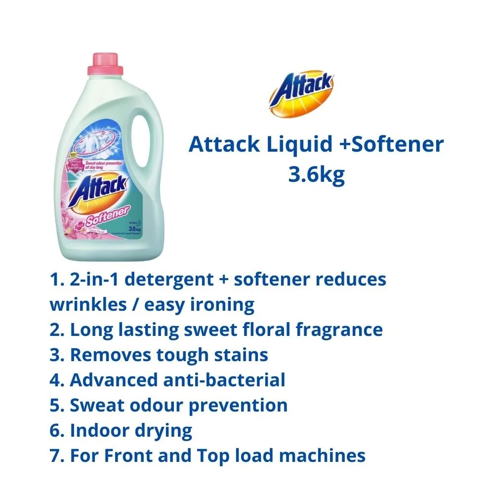 Wholesale Sweet Floral Scent High Foam Attack Softener + Detergent Laundry Liquid 3.6kg Suitable for Overnight & Indoor Drying