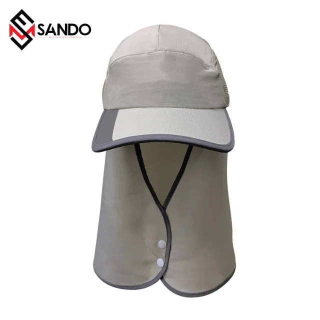 Custom logo high visibility sun protection hat with neck flap reflective material hat for sun protection