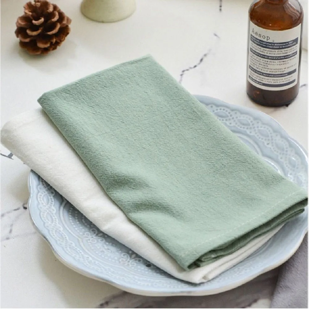 High Quality Custom Printed White Color Plain Dining Restaurant Napkin Washed 100% Cotton Table Kitchen Napkins Sustainable