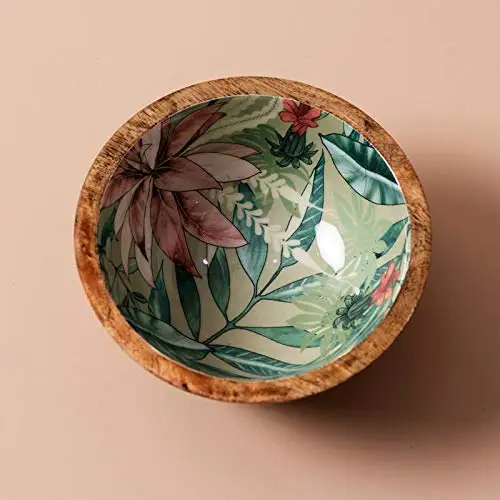 Custom Enamel Print Salad Bowl Reusable Good Quality Hotels Serving Bowls Decorative Wooden Fruits Storage Bowl Best Price