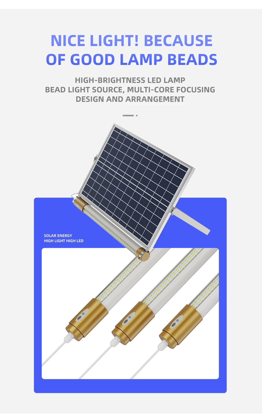 300mm Solar LED  tube light 60W + Tubing Solar LED fluorescent light