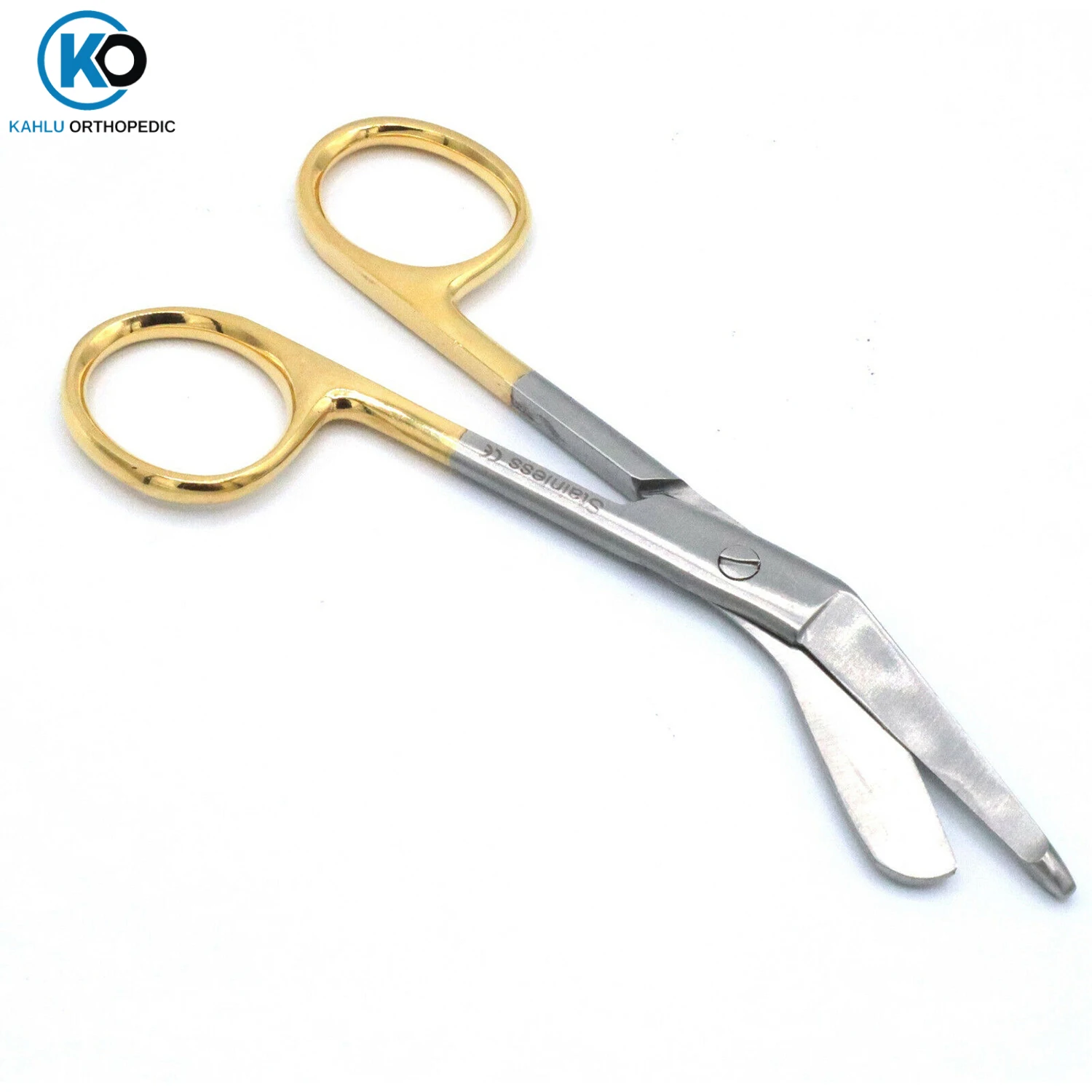 Lister Bandage Scissors 5.5 + 4.5', One Serrated Blade, Gold Handle Orthopedic Surgical Plaster Scissors By KAHLU ORTHOPEDIC