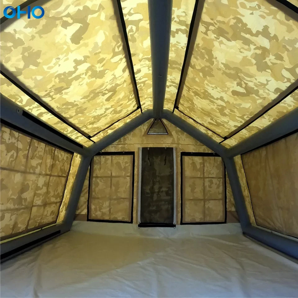 2023 Camouflage Inflatable Camping Tent TPU PVC Tube Waterproof Oxford Material Outdoor Camp Tent for Family