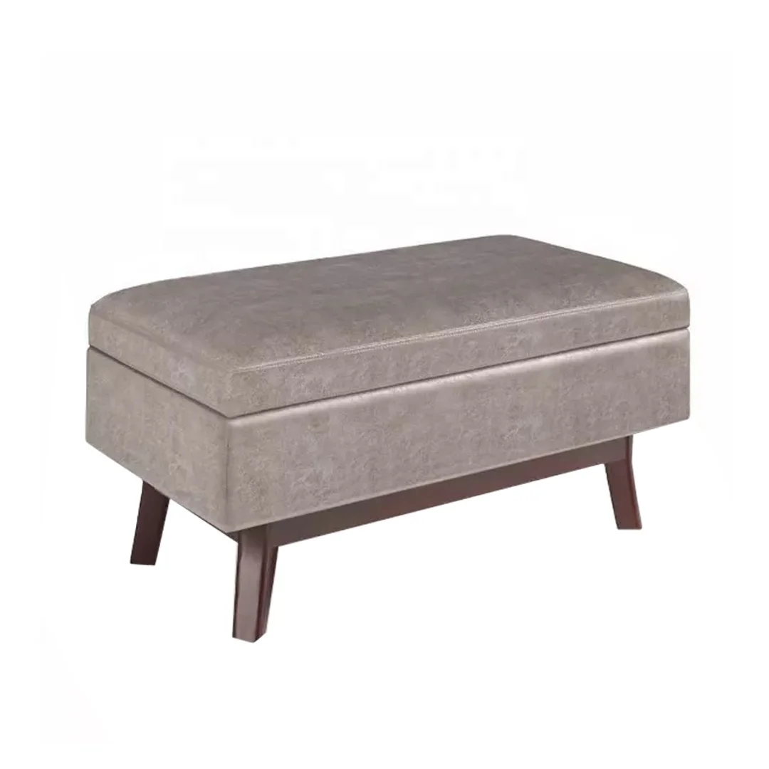 Small Rectangular Storage Ottoman and benches Solid Teak Wood With Upholstery