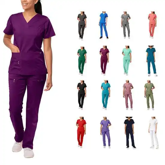 Surgen Unisex Nursing Scrubs 100% Cotton Hospital Nurse Uniform Quick-Drying Work Suit With Custom Logo Size XL
