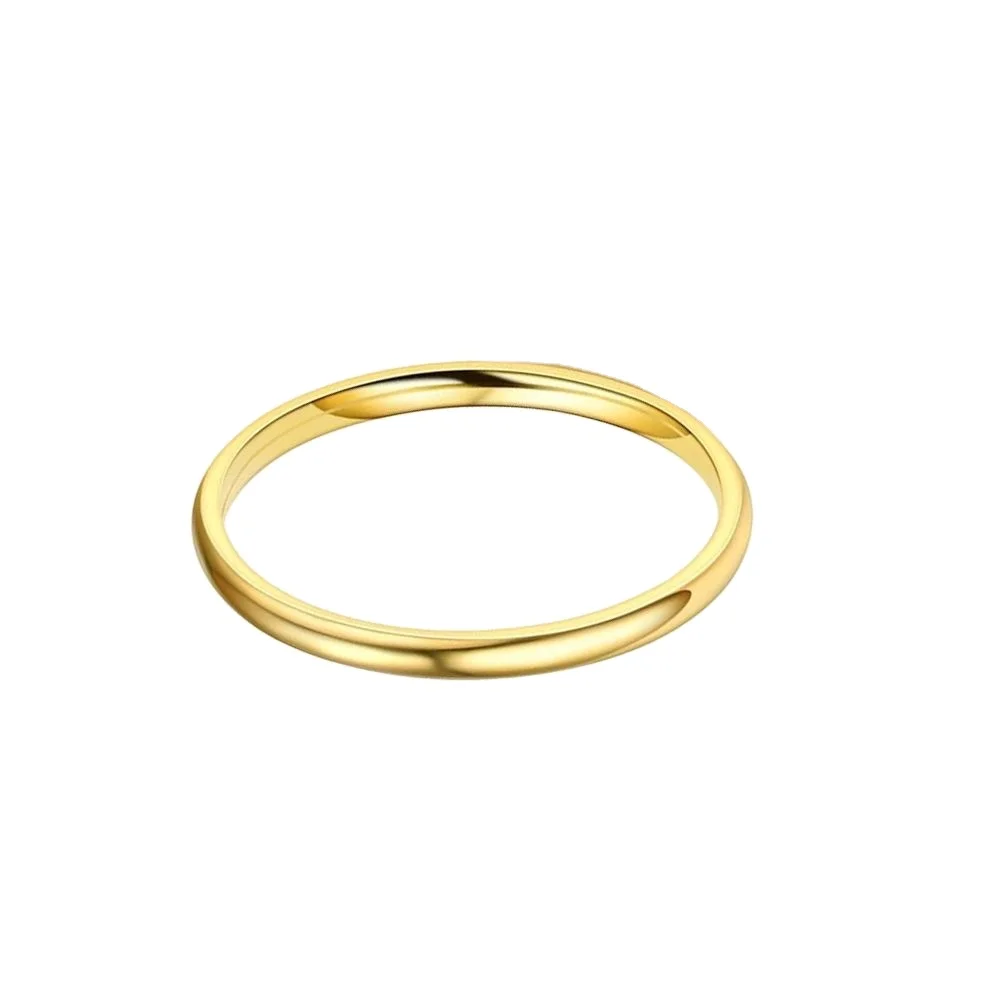 2mm Stainless Steel Classical Plain Stacking Band Statement Wedding Promise Ring For Women