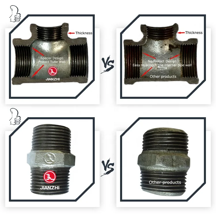 JIANZHI  cast iron connect 90 degree bend ductile iron reducer grooved coupling pipe fitting flange fire fighting tee adaptor