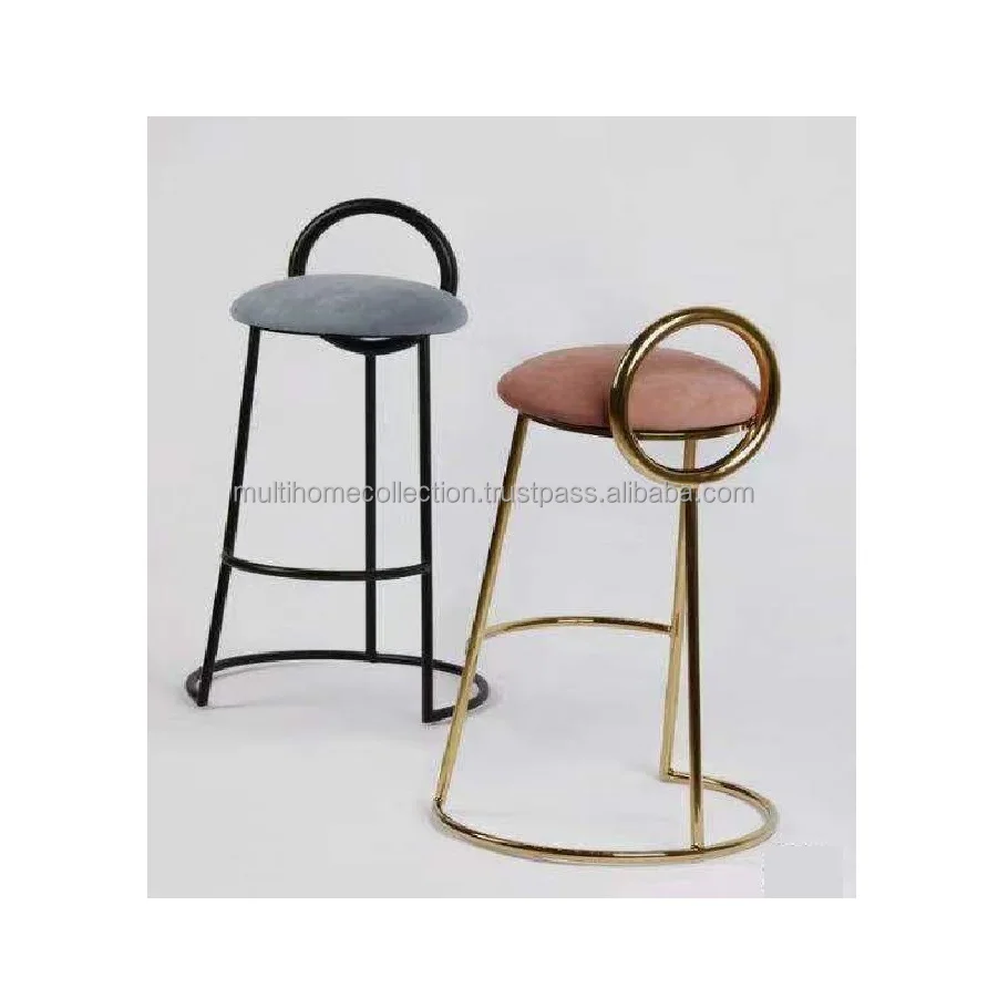 Indoor Outdoor Stool With Mean And Wooden Geometrical Round Base Metal Counter Bar Stool With Wooden Top