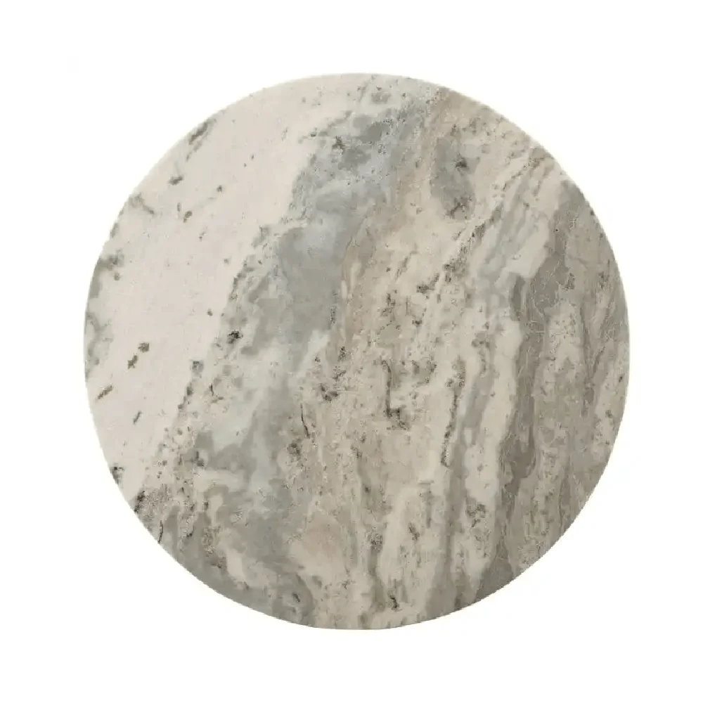 Top Selling Elegance Engraved Round Shape Marble Stone Top Dining Table with Metal Iron Base Legs for Home Hotel and Restaurant