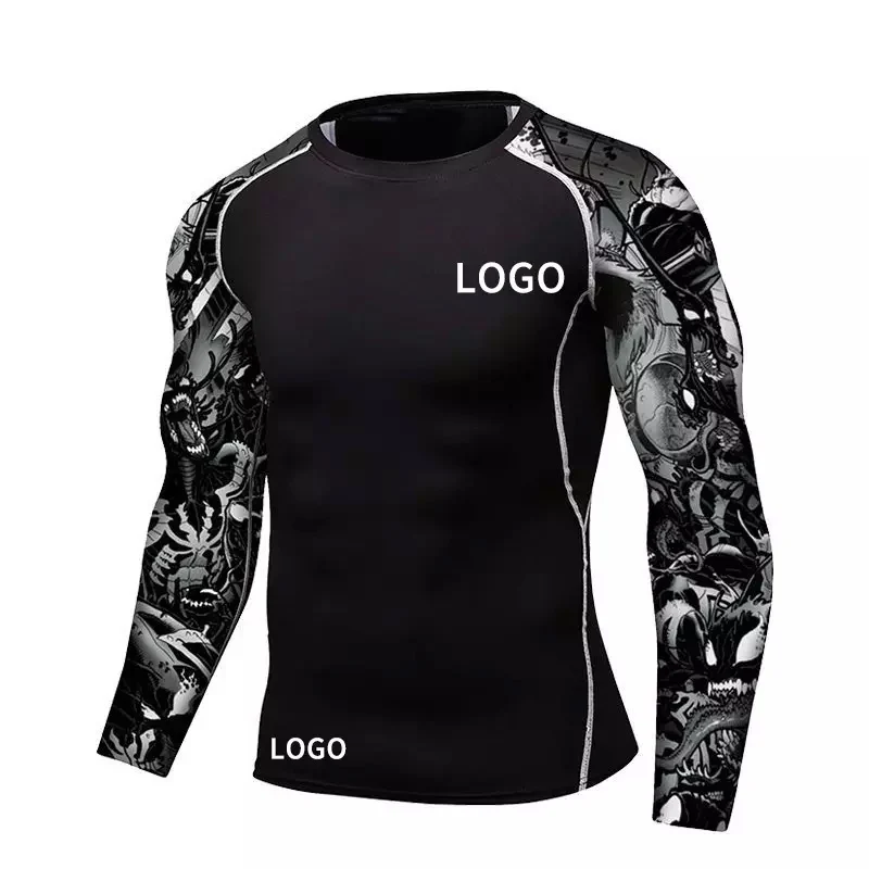 Rash Guard Tops Rashguard Custom Compression Shirts For Men Compression Long Sleeve Compression Rash Guard For Mens Wholesale