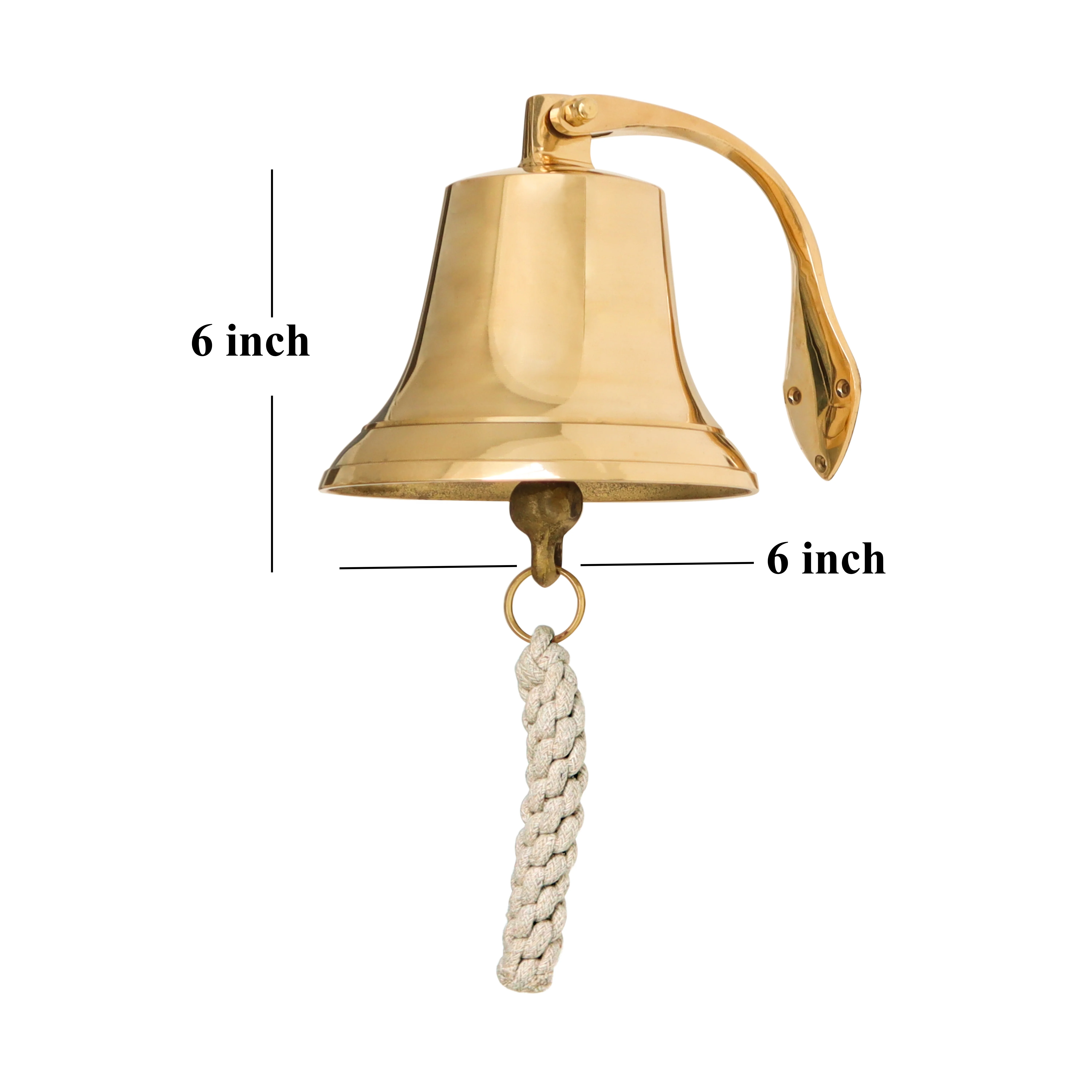 Nautical Solid Brass Ship Bell Wall Mounted Hanging Shinny Brass Door Bell for Home Kitchen for Gifting Metal Crafts