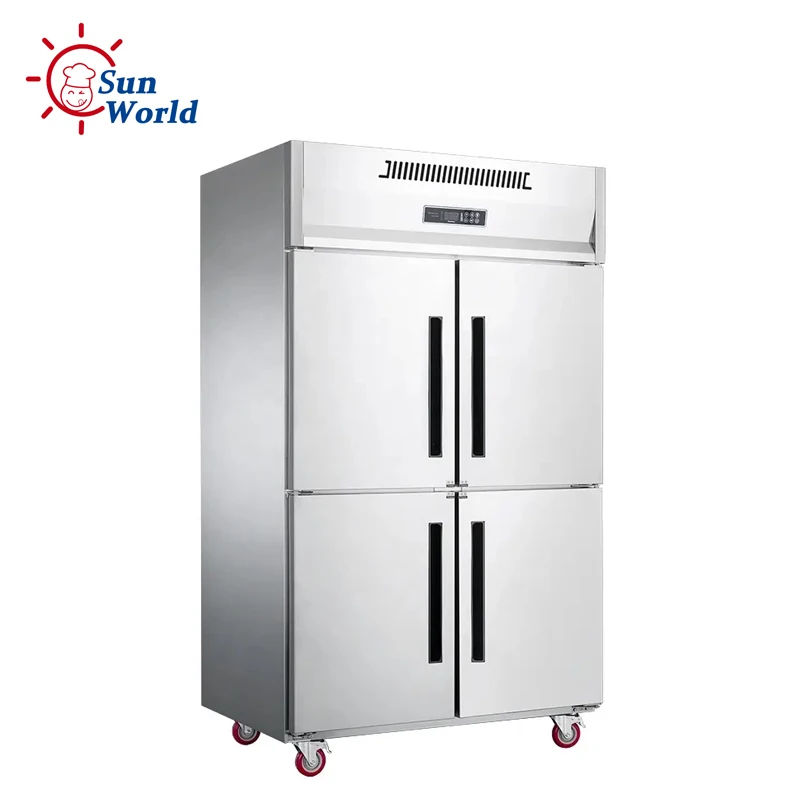 Commercial 4 Door Fan-Cooled Upright Vertical Refrigerator Freezer for Hotel Restaurant Kitchen Equipment