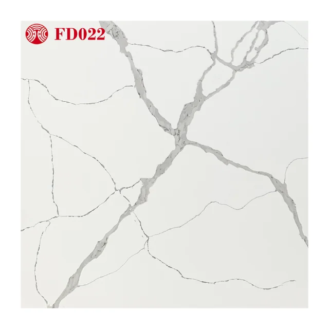 HIC Quartz White Calacatta Artificial Stone Slabs Polished Marble Kitchen Countertops Vanity Tables Interior
