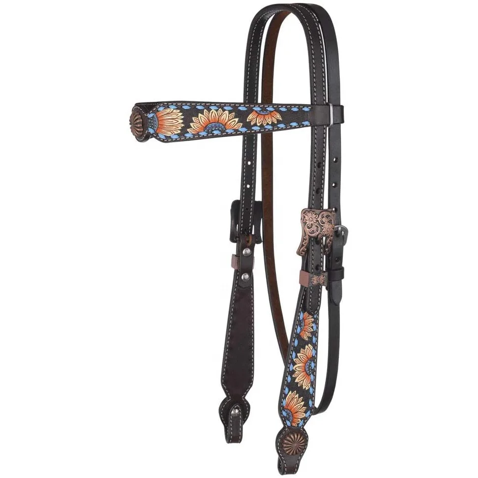 Embossed Full Grain Leather Western Origin Horse Headstall Halter Full Cob P-ony Miniature Size Show Hackamore Wholesale Trader