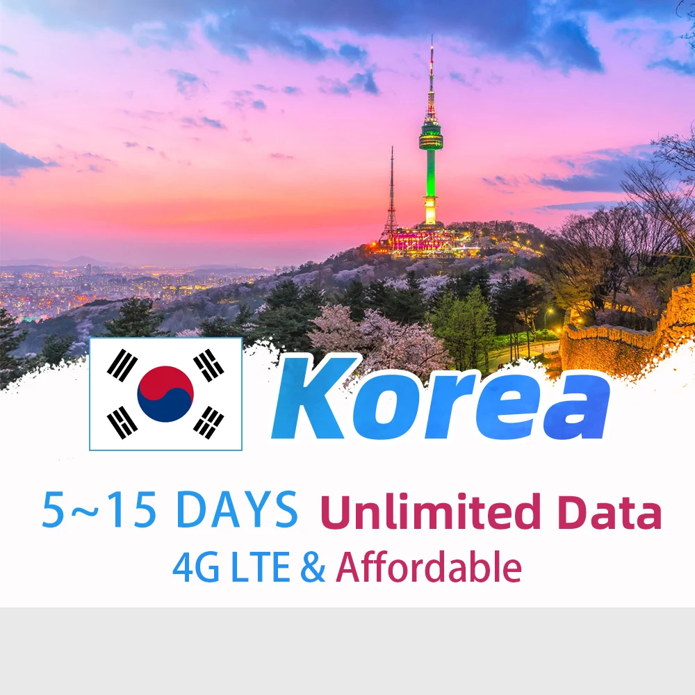 South Korea 5Days Unlimited Data Plan Smart Card Fast Delivery Prepaid Mobile Phone Sim Cards For Iphone 14 Pro Max