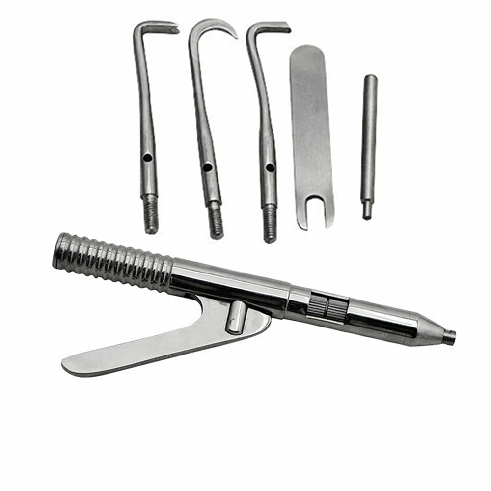 Automatic Single Handed Stainless Steel Dental Crown Remover Gun Kit 5 Inserts Surgical Instruments Basis Crown Bridges Removal