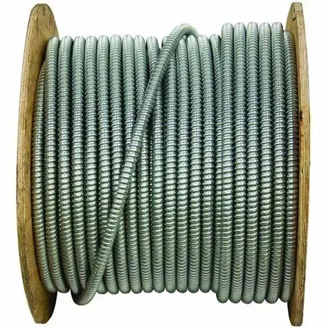 14/2 Type 250-Feet 14-Gauge 2 Conductors MC Solid Metal Clad Cable with Aluminum Armor and Green Insulated Ground Wire Grey