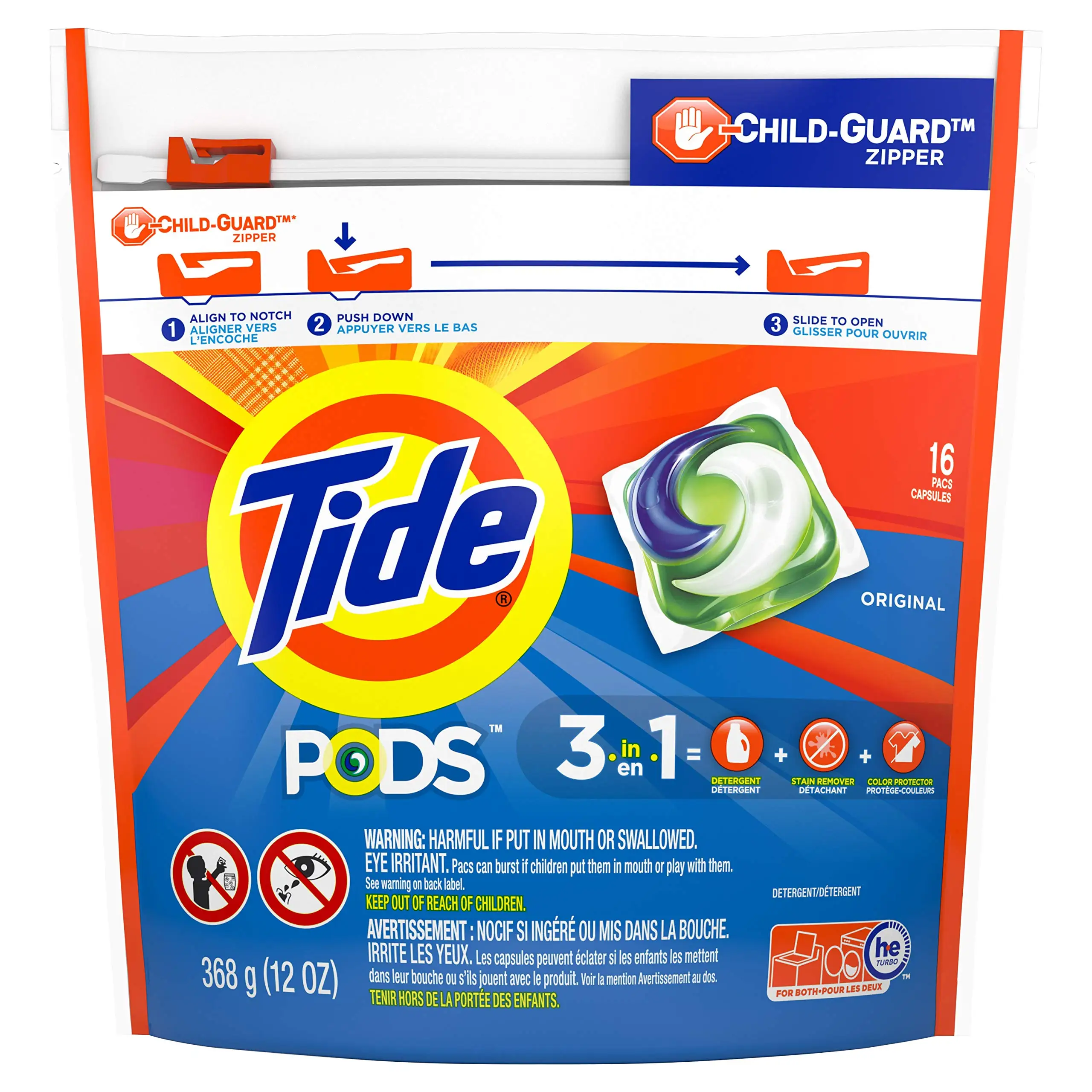 Tide Pods Liquid Laundry Detergent Pacs, Original, 16 Count