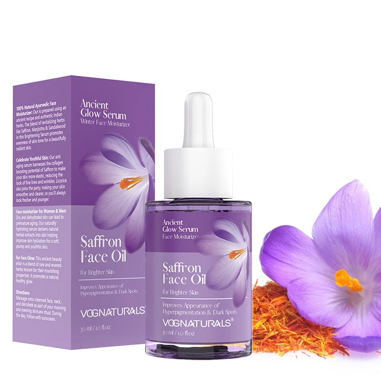 Private Label Saffron Face Oil Serum Brighten Moisturizing Smooth Essential Oil