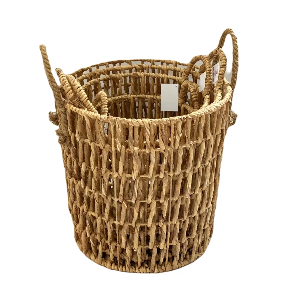 Open weave water hyacinth basket/ Eco-friendly material water hyacinth storage basket made in Vietnam