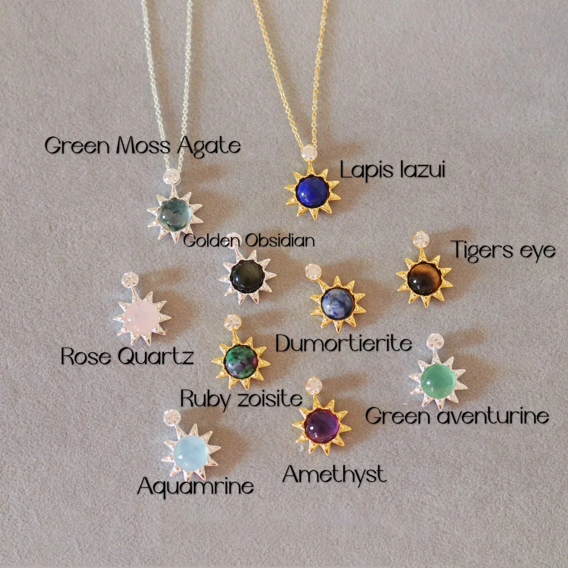 HOYA exquisite crystal Birthstone Pendant Necklace 925 sterling silver natural sunstone sunflower necklace