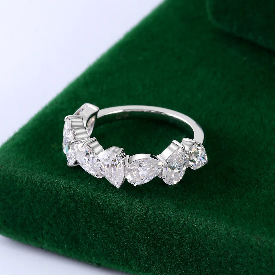 Lerca Hot Sale Pass Diamond Tester 4x6mm Pear cut Wedding Band 10k 14k 18k Solid Yellow Gold Engagement Moissanite Diamond Ring