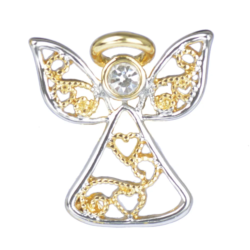 Custom Metal Silver Golden Hollow Angel Brooches Pin Angel Zircon Brooch For Women
