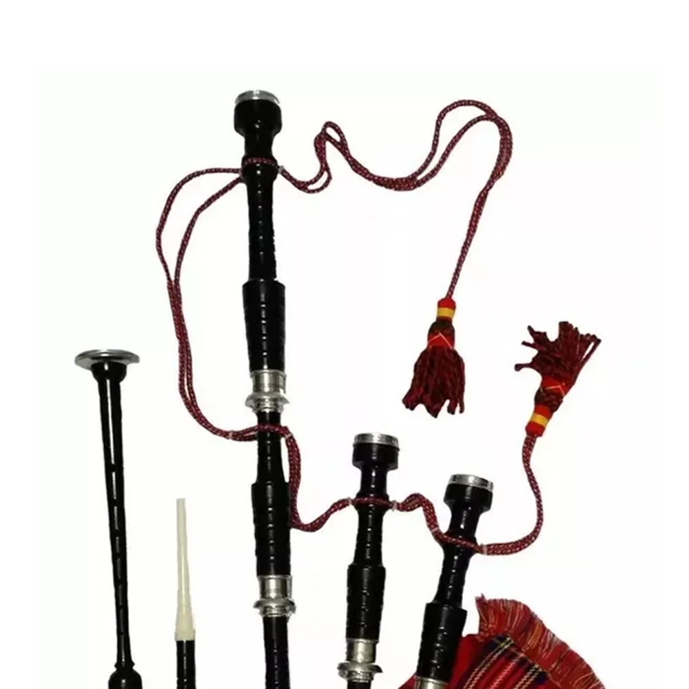 Full Size Scottish Black Wood Bagpipe High Quality Scottish Highland Bagpipe Black Rosewood Irish National Tartan Bagpipe