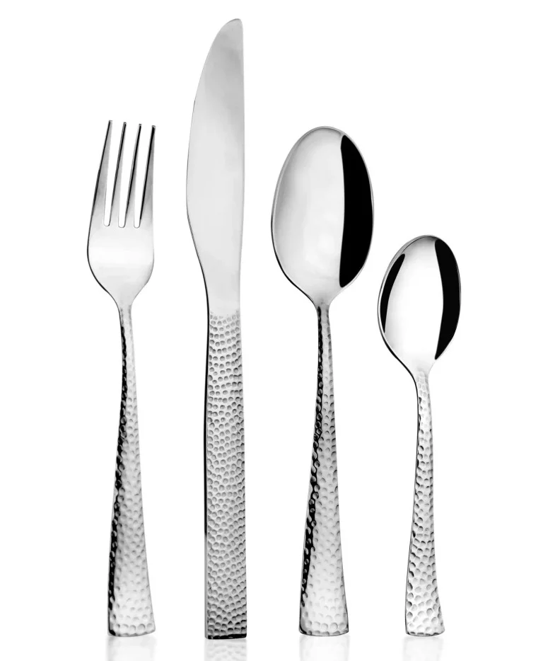 Premium Quality Stainless Steel Silver Plated Hand Forged Cutlery Set With Silver Plated Spoon Fork And Knife Set