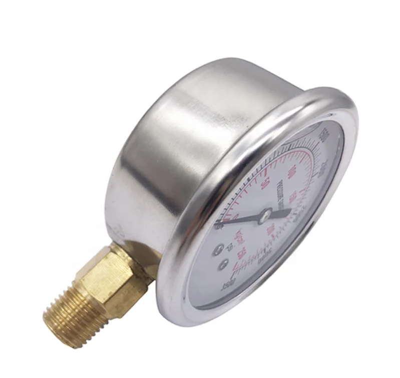 Factory direct Carbon Steel 63mm Bottom Glycerine Filling Hydraulic Water Gas Oil Pressure Gauges Manometer