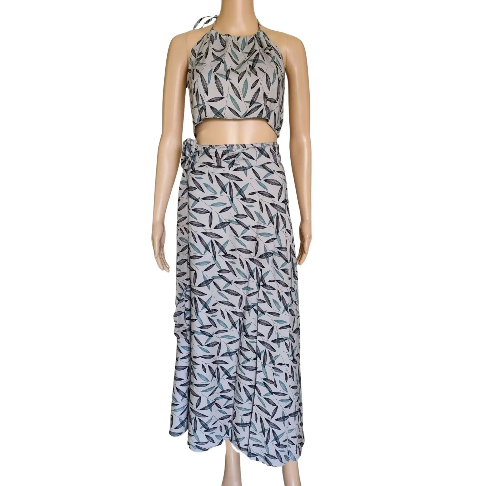 Summer High Quality Vintage Floral Blouse and Skirt Women Tops Printed 2 Piece Set