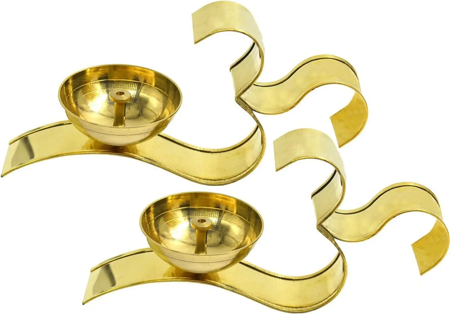 Indian Puja Om Shaped Diya Brass Oil Lamp traditional Golden Diya With Handle for Mandir Diwali Puja office homeLamp