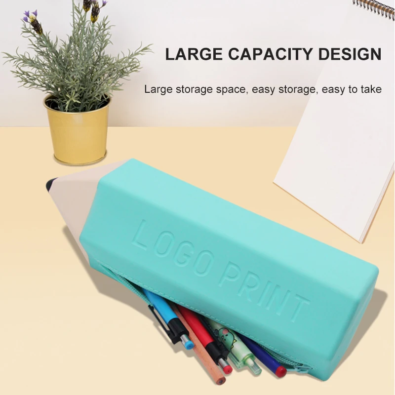 school supplies for students stationery flexible custom silicone pencil case pouch crayon shaped bag pencil case with logo