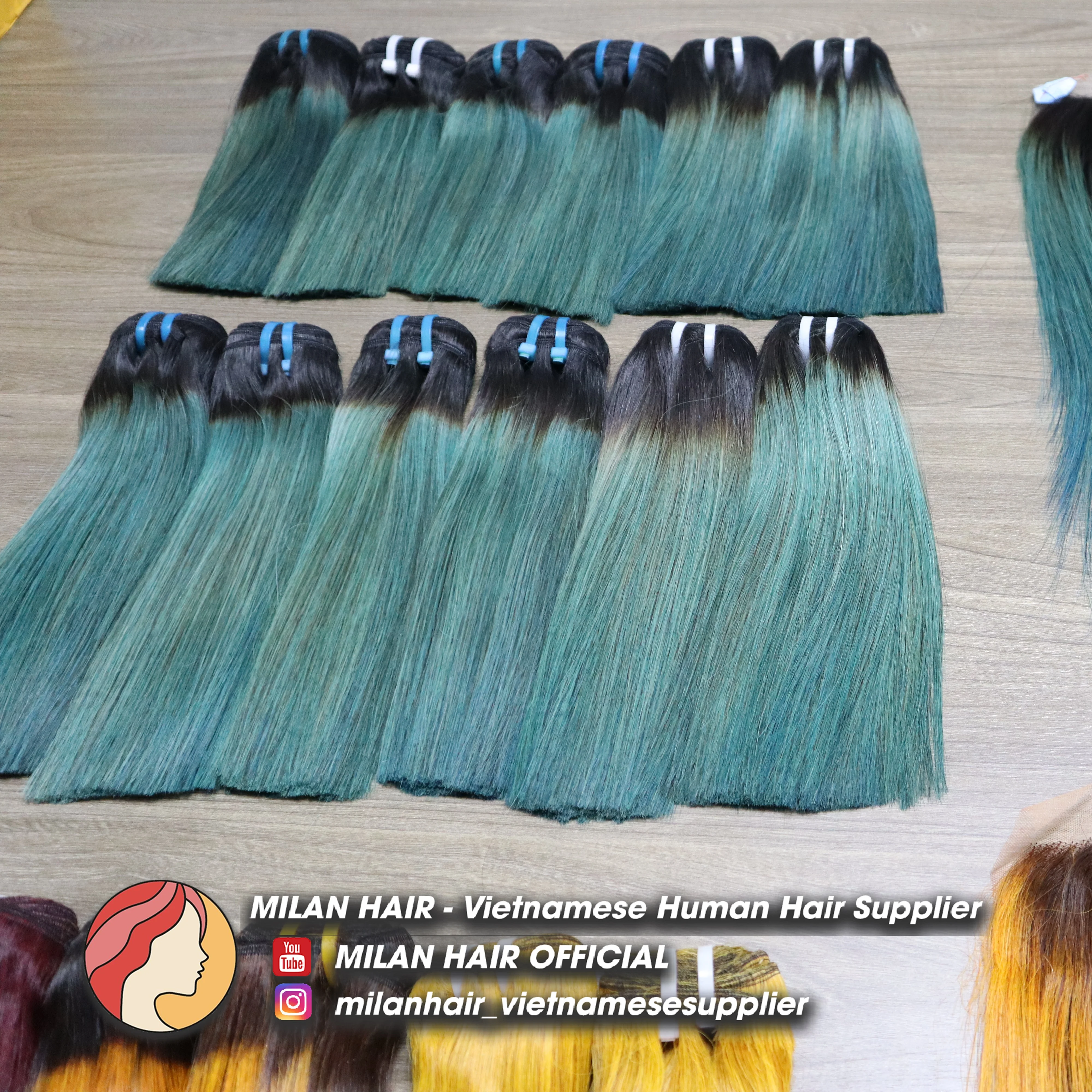 Wholesale Bone Straight 100% human hair Ombre Color hair Bundles Extensions Human