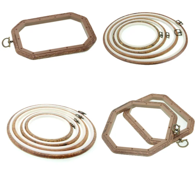 Sewing Tool Round Square Plastic Embroidery Hoops Frame Ring Set Circle Round Frame Wooden Sewing Tools