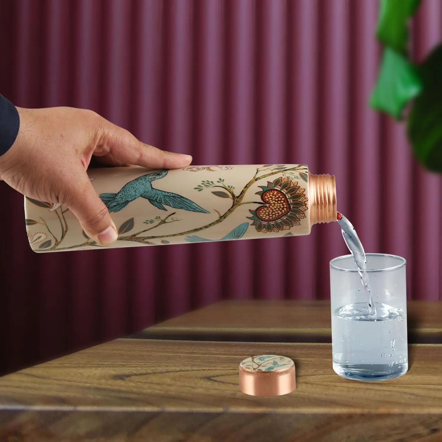 High Quality Pure Meena Printed Copper Water Bottle in Different Styles with Premium Packaging Made in India Drinkware Bottles