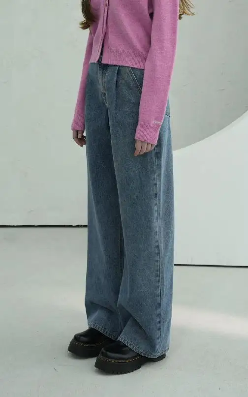 Signature Pintuck Wide Pants INDIGO Trending products 2024 new arrivals wholesale S/M/L Korean fashion