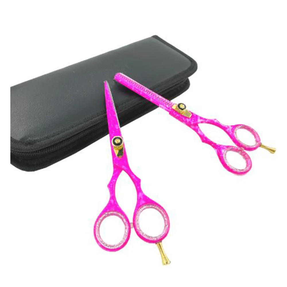 Professional Barber Kit High Quality Best Hair Scissors Pink J2 Steel Thinning Shears Stainless Steel Handle Sharp Hair Cutting