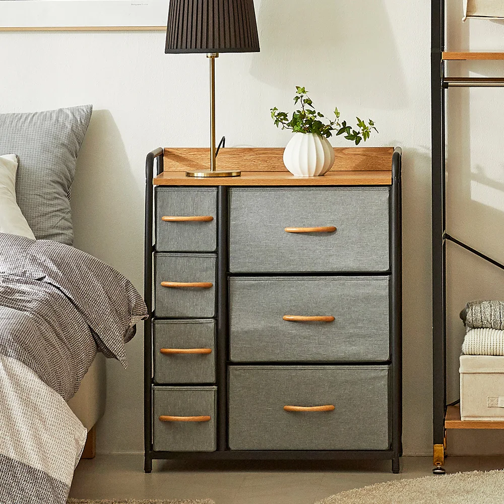 Fabric Living Room Cabinet Simple Multi functional Metal Frame Fabric Wood top shelf Furniture Storage Cabinet